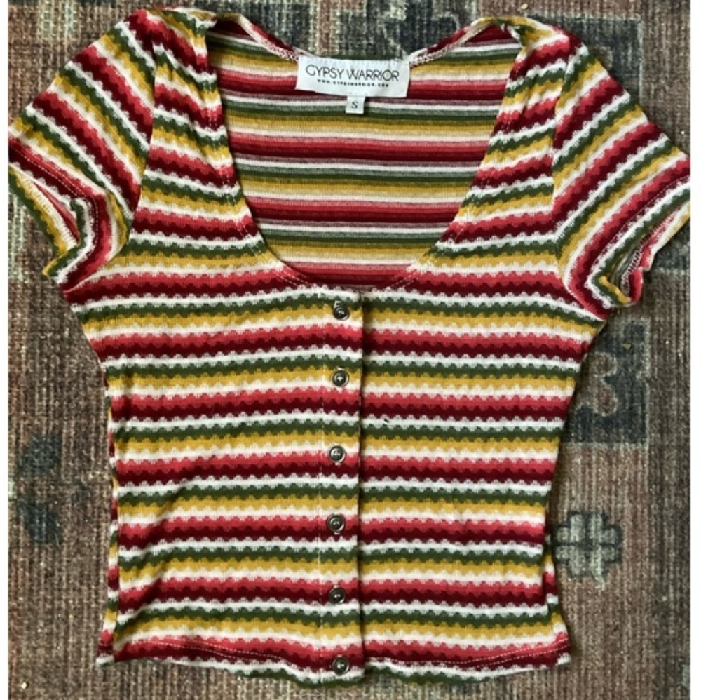 Gypsy Warrior, Cute multicolored crop top, XS
